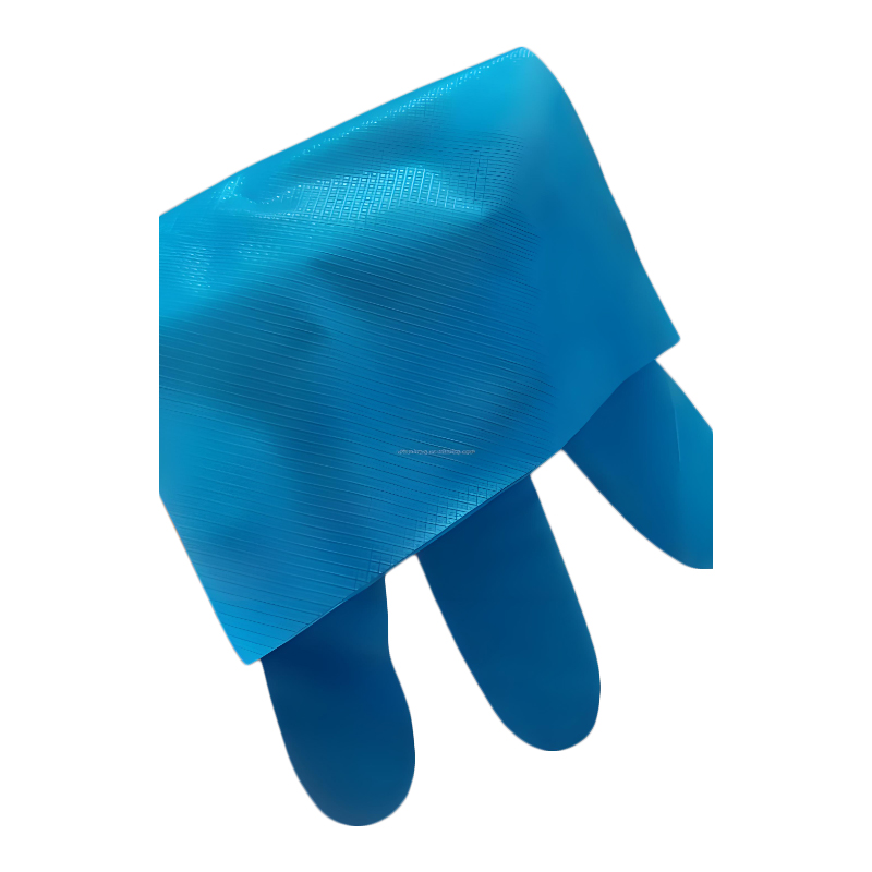 Resistenza chimica Guanti in TPE blu (motivo a rombi) Resistenza chimica Guanti in TPE blu (motivo a rombi)