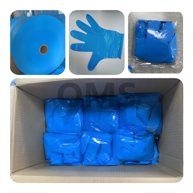 ‌Resistenza chimica Guanti in TPE blu (texture opaca)
