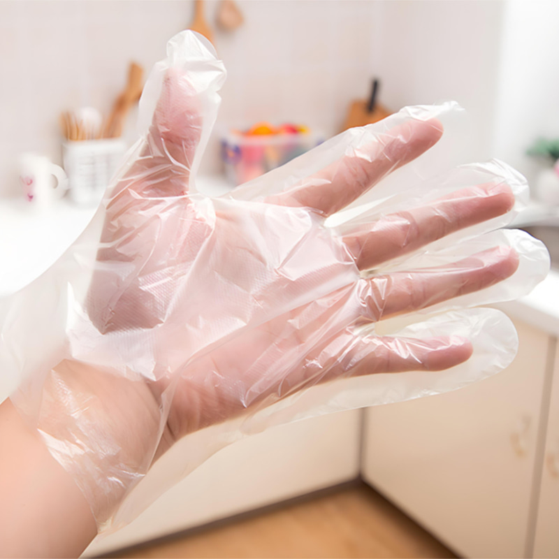 Guanti in HDPE bianco sporco impermeabili e resistenti all'olio