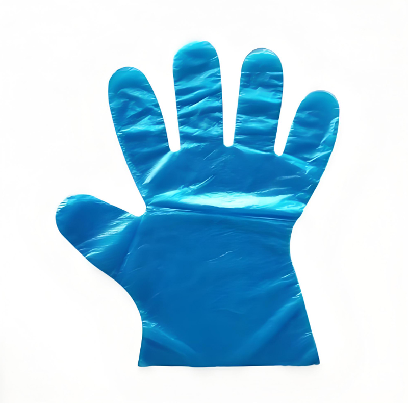 Guanti blu in LDPE antibatterici, resistenti agli acidi e agli alcali
